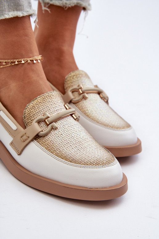   Mokasinai batai   06493-11 Baltos-smėlio spalvos