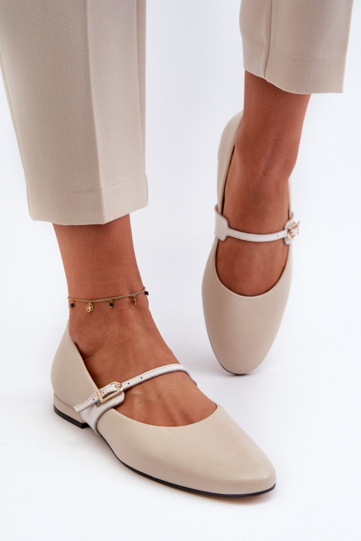 Balerinos   su plačiais kulniukais Laura Messi 2774 smėlio spalvos