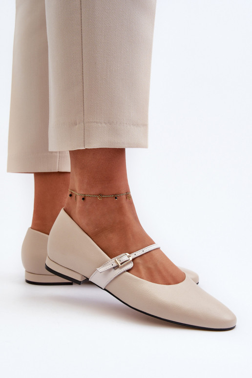 Balerinos   su plačiais kulniukais Laura Messi 2774 smėlio spalvos