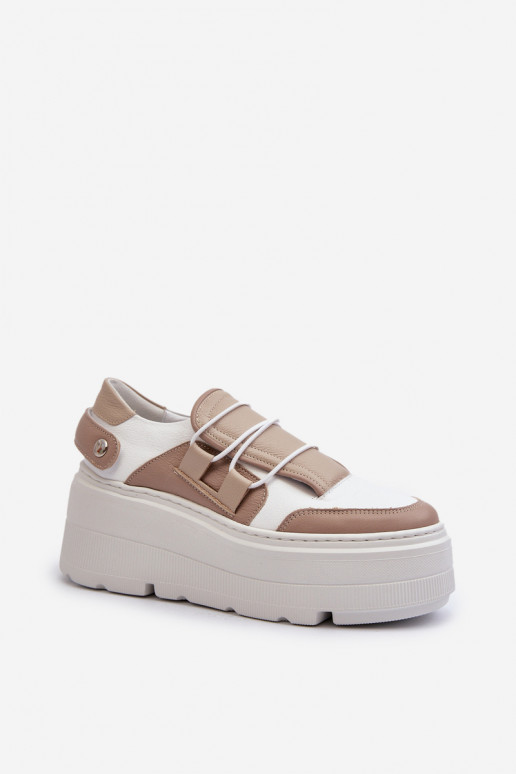 Zazoo 1833  modelio batai    su madingais masyviais padais smėlio spalvos-baltos spalvos