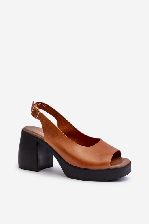 Zazoo 40376 Moteriškos basutės su plačiu kulnu rudos spalvos