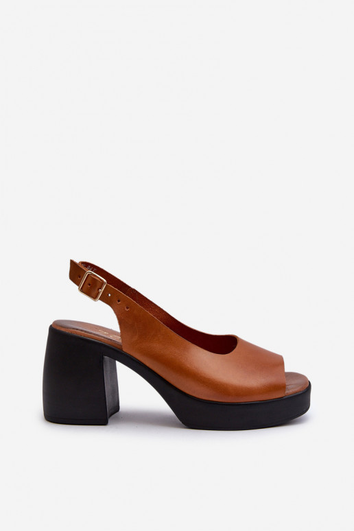 Zazoo 40376 Moteriškos basutės su plačiu kulnu rudos spalvos