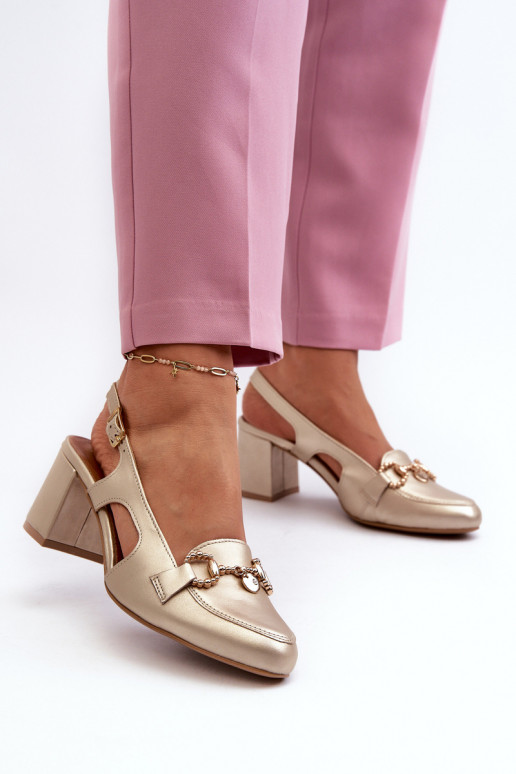 Moteriškos basutės su kulniukais  06419-25 aukso spalvos