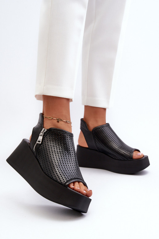 Zazoo 1792   Ažūrinės platforminės basutės Juodos spalvos