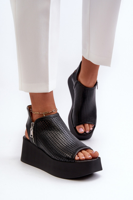Zazoo 1792   Ažūrinės platforminės basutės Juodos spalvos