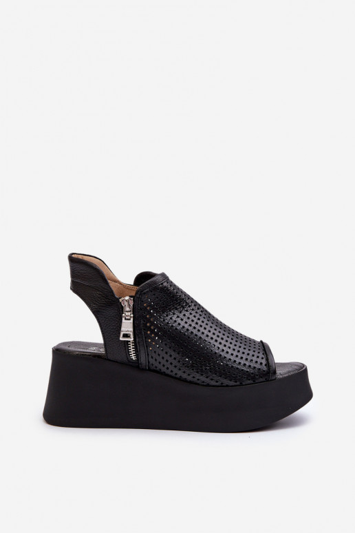 Zazoo 1792   Ažūrinės platforminės basutės Juodos spalvos