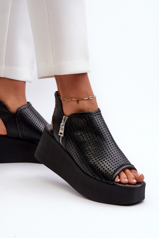 Zazoo 1792   Ažūrinės platforminės basutės Juodos spalvos