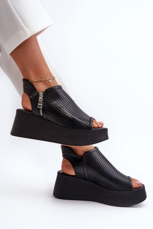 Zazoo 1792   Ažūrinės platforminės basutės Juodos spalvos