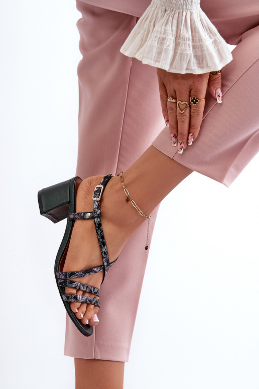 Moteriškos basutės su neaukštais kulniukais  06653-09 chaki spalvos