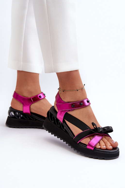 Moteriškos basutės su kaspinais D&A CR956 rožinės spalvos