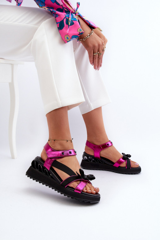 Moteriškos basutės su kaspinais D&A CR956 rožinės spalvos