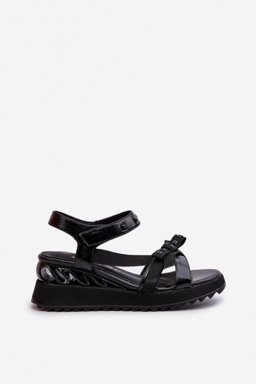 Moteriškos basutės su kaspinais D&A CR956 Juodos spalvos