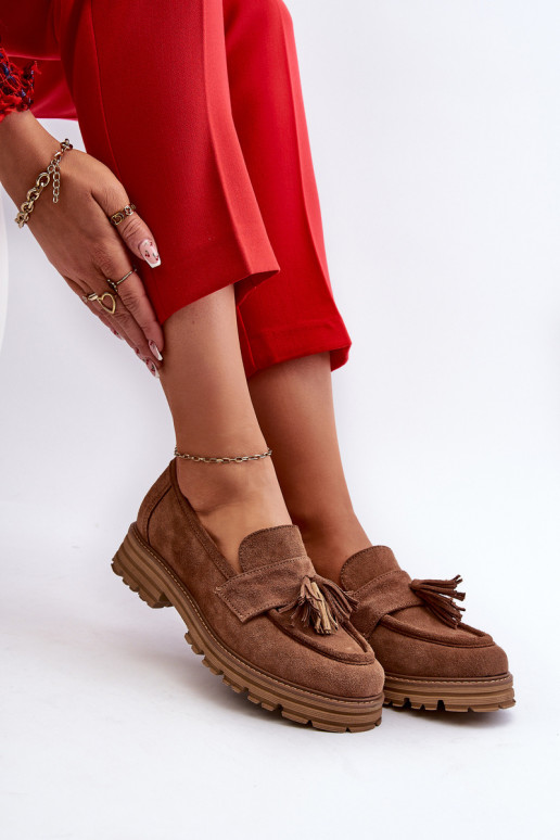 Zazoo 3469 Zomšiniai mokasinai  su kutais rudos spalvos