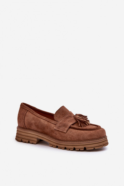 Zazoo 3469 Zomšiniai mokasinai  su kutais rudos spalvos