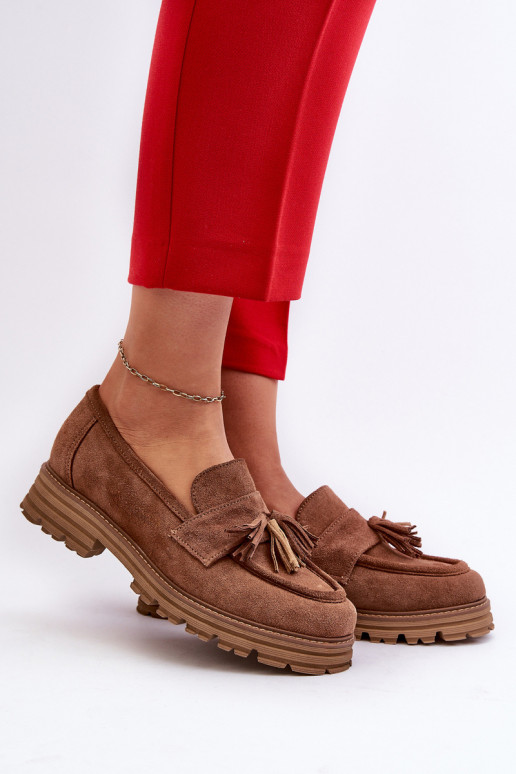 Zazoo 3469 Zomšiniai mokasinai  su kutais rudos spalvos