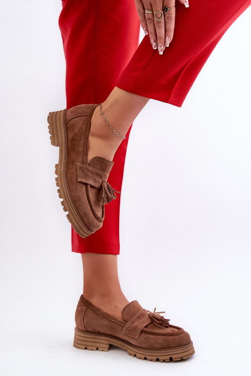 Zazoo 3469 Zomšiniai mokasinai  su kutais rudos spalvos