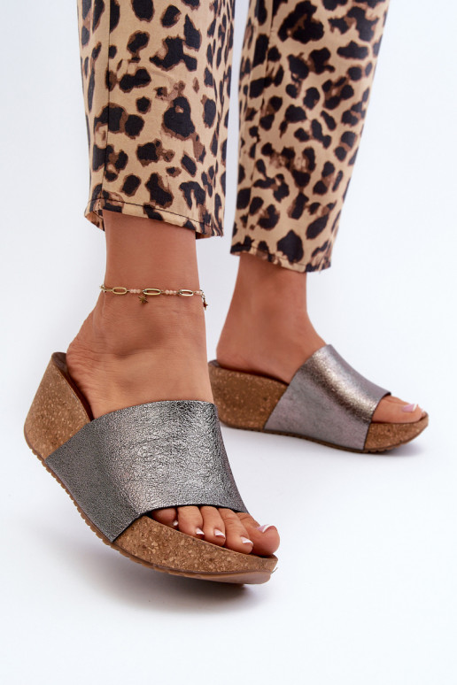 Zazoo 40291 Šlepetės  Na Korkowym Koturnie pilkos spalvos