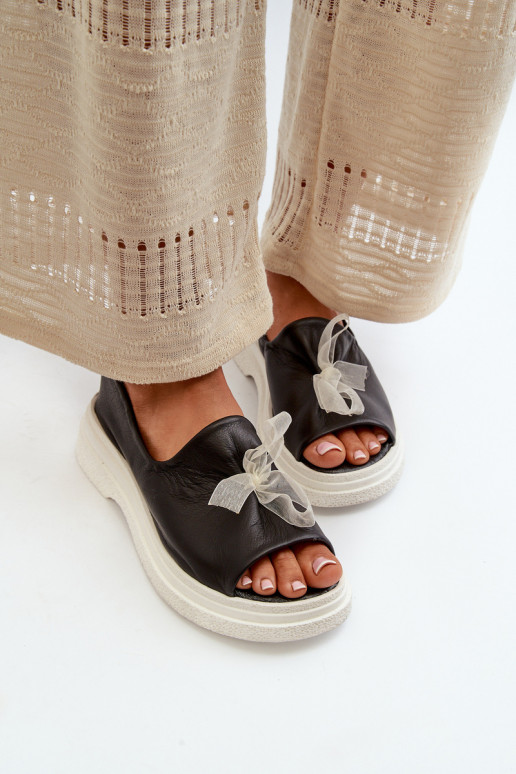 Zazoo 2939 Moteriškos basutės  su kaspinais Juodos spalvos