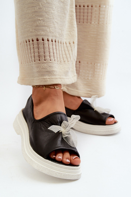 Zazoo 2939 Moteriškos basutės  su kaspinais Juodos spalvos