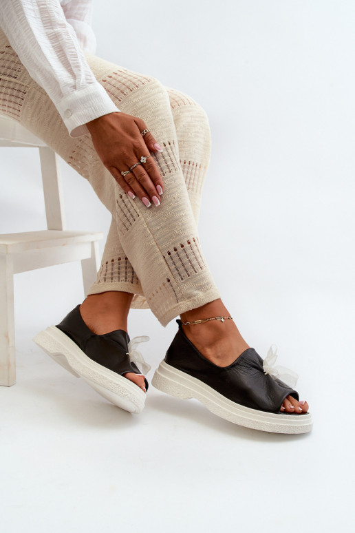 Zazoo 2939 Moteriškos basutės  su kaspinais Juodos spalvos