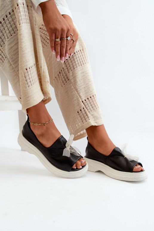 Zazoo 2939 Moteriškos basutės  su kaspinais Juodos spalvos