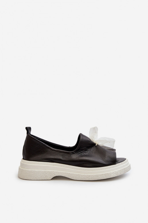 Zazoo 2939 Moteriškos basutės  su kaspinais Juodos spalvos