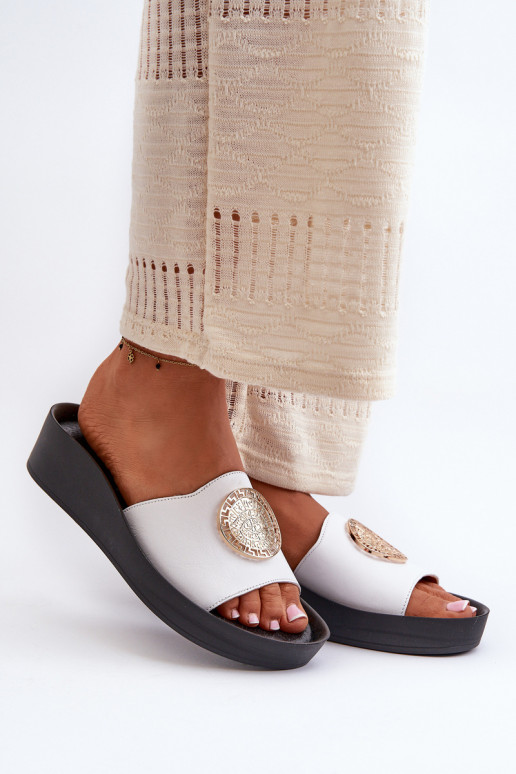 Zazoo 2920 Šlepetės   Ze aukso spalvosm Detalem baltos spalvos