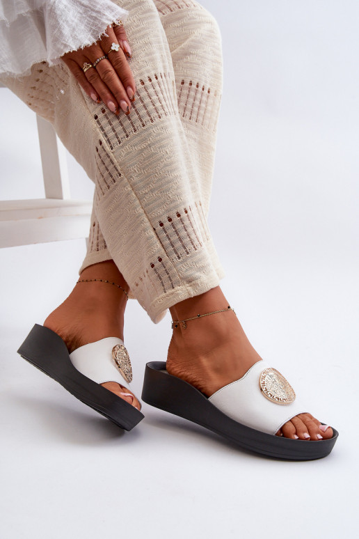 Zazoo 2920 Šlepetės   Ze aukso spalvosm Detalem baltos spalvos