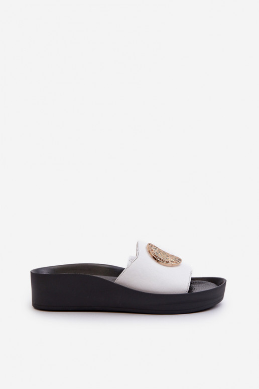 Zazoo 2920 Šlepetės   Ze aukso spalvosm Detalem baltos spalvos