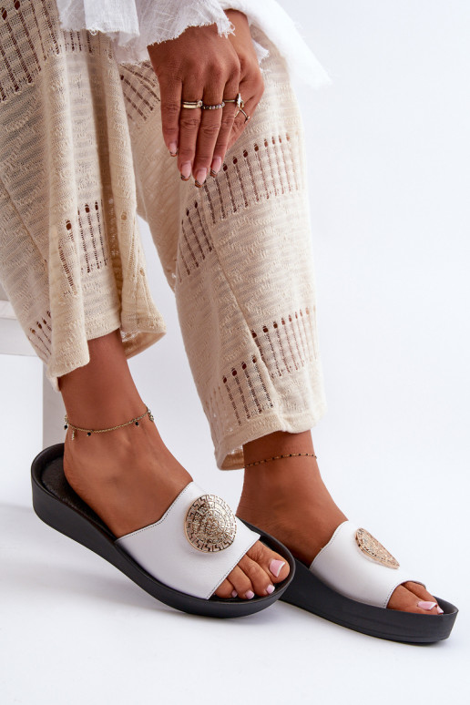 Zazoo 2920 Šlepetės   Ze aukso spalvosm Detalem baltos spalvos