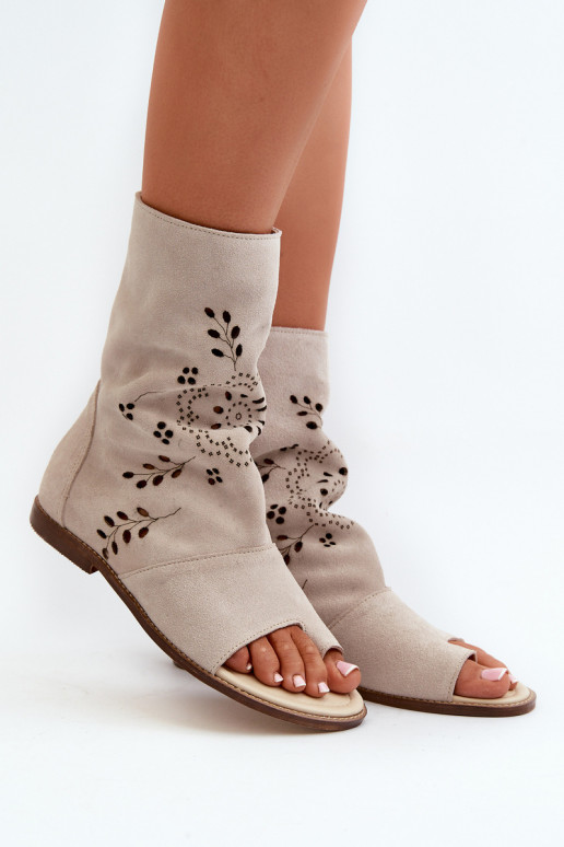 Zazoo 3437  Zomšinės basutės su auliuku  dramblio kaulo spalvos