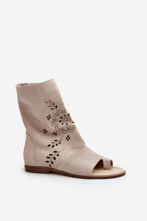 Zazoo 3437  Zomšinės basutės su auliuku  dramblio kaulo spalvos