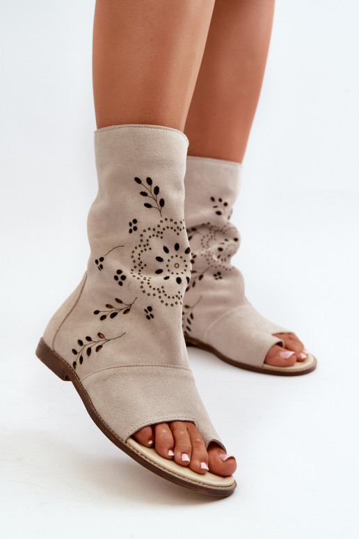 Zazoo 3437  Zomšinės basutės su auliuku  dramblio kaulo spalvos