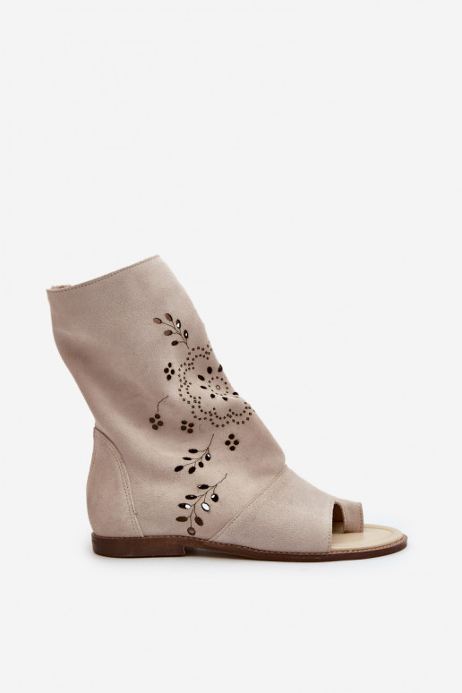 Zazoo 3437  Zomšinės basutės su auliuku  dramblio kaulo spalvos