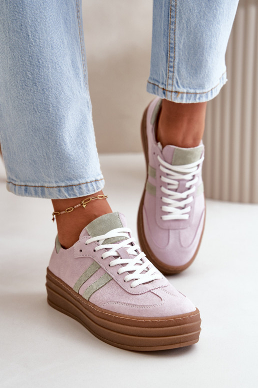 Zazoo N1068S4 Zomšiniai  modelio batai su platforma Violetinės spalvos