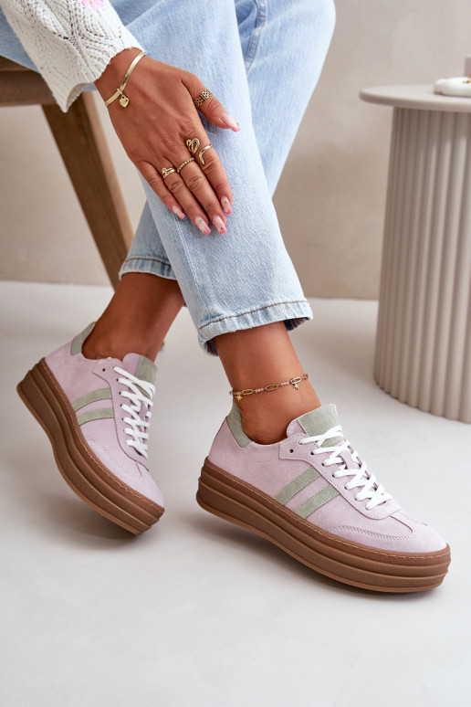 Zazoo N1068S4 Zomšiniai  modelio batai su platforma Violetinės spalvos