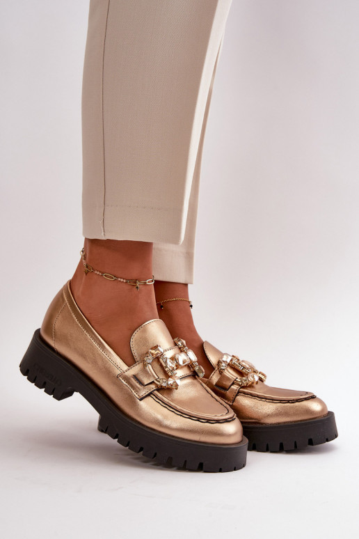    Mokasinai su ornamentais CheBello 4369 aukso spalvos