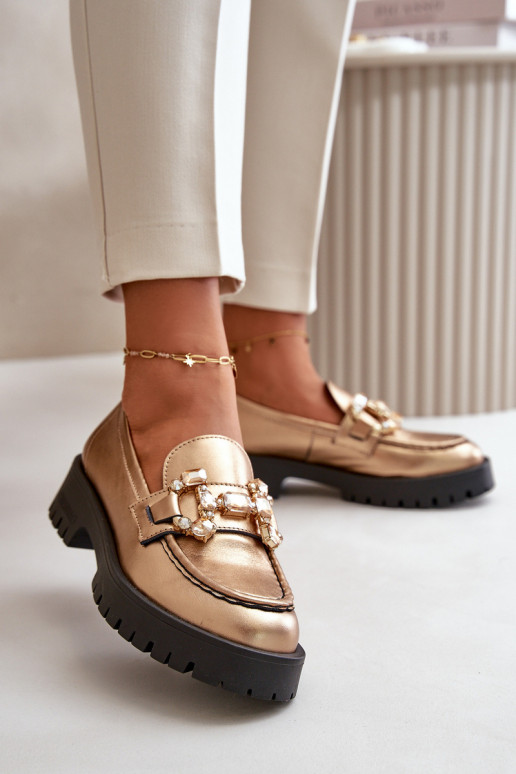    Mokasinai su ornamentais CheBello 4369 aukso spalvos