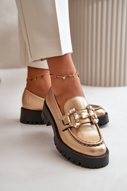    Mokasinai su ornamentais CheBello 4369 aukso spalvos