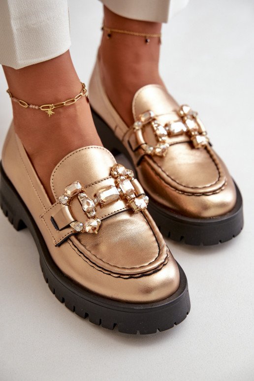    Mokasinai su ornamentais CheBello 4369 aukso spalvos