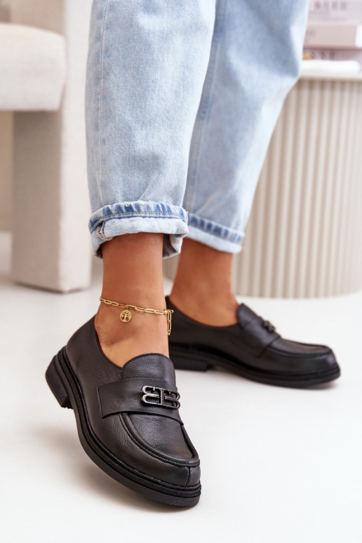 Zazoo 20174   Elegantiško stiliaus batai  su plačiais kulniukais Juodos spalvos