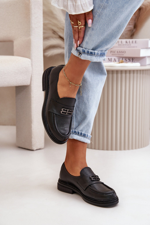 Zazoo 20174   Elegantiško stiliaus batai  su plačiais kulniukais Juodos spalvos