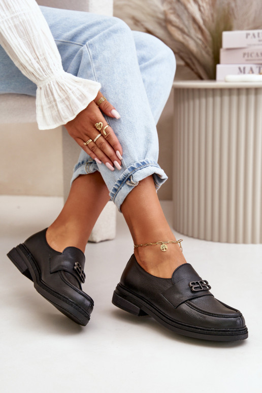 Zazoo 20174   Elegantiško stiliaus batai  su plačiais kulniukais Juodos spalvos