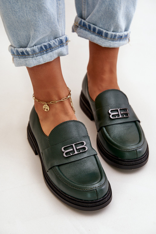 Zazoo 20174   Elegantiško stiliaus batai  su plačiais kulniukais chaki spalvos