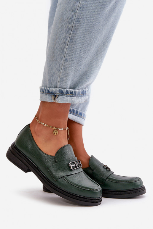 Zazoo 20174   Elegantiško stiliaus batai  su plačiais kulniukais chaki spalvos