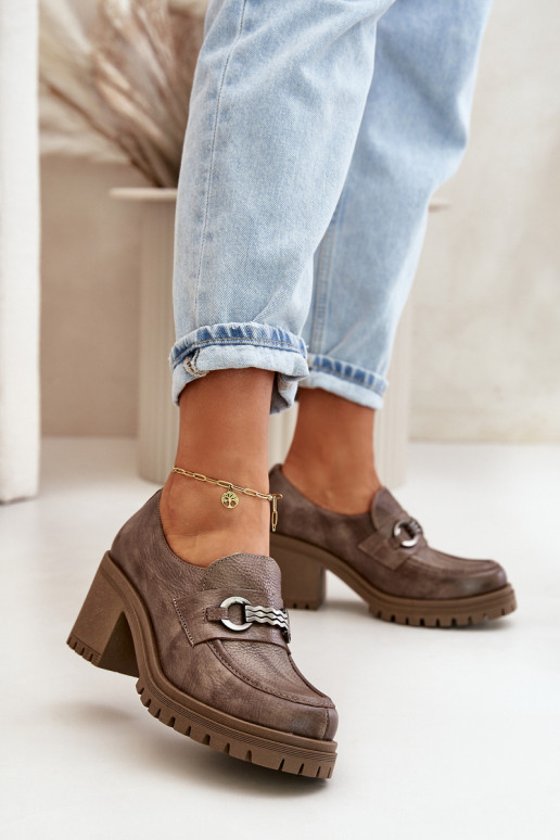 Zazoo 20175 batai  su kulniukais natūralios odos smėlio spalvos