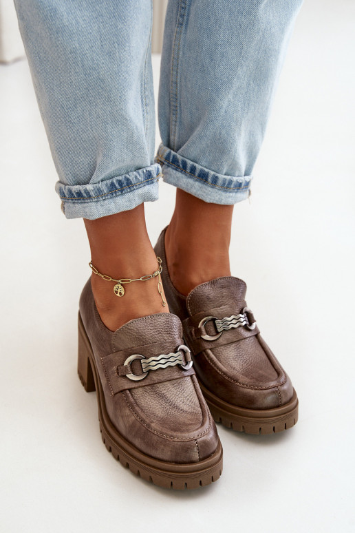 Zazoo 20175 batai  su kulniukais natūralios odos smėlio spalvos