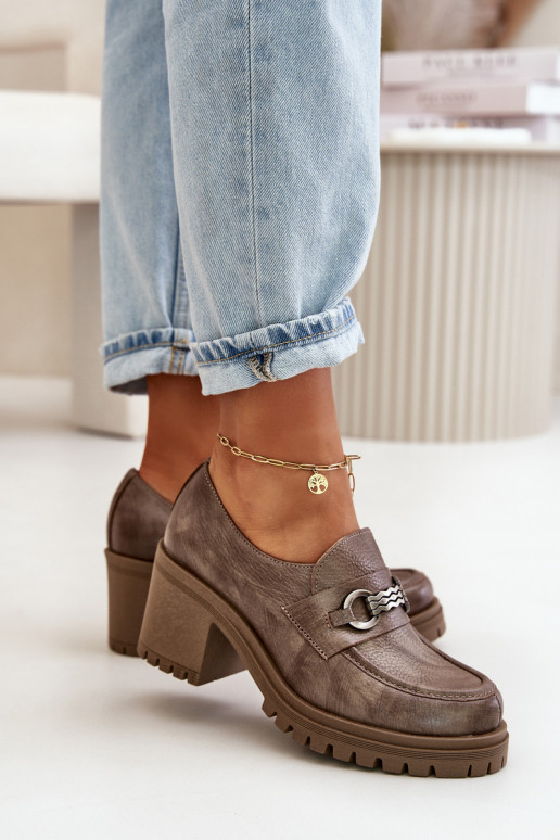 Zazoo 20175 batai  su kulniukais natūralios odos smėlio spalvos