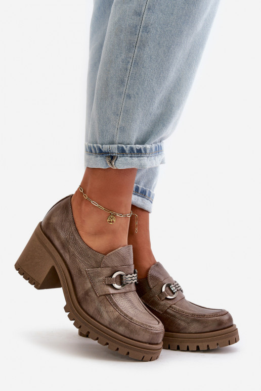 Zazoo 20175 batai  su kulniukais natūralios odos smėlio spalvos