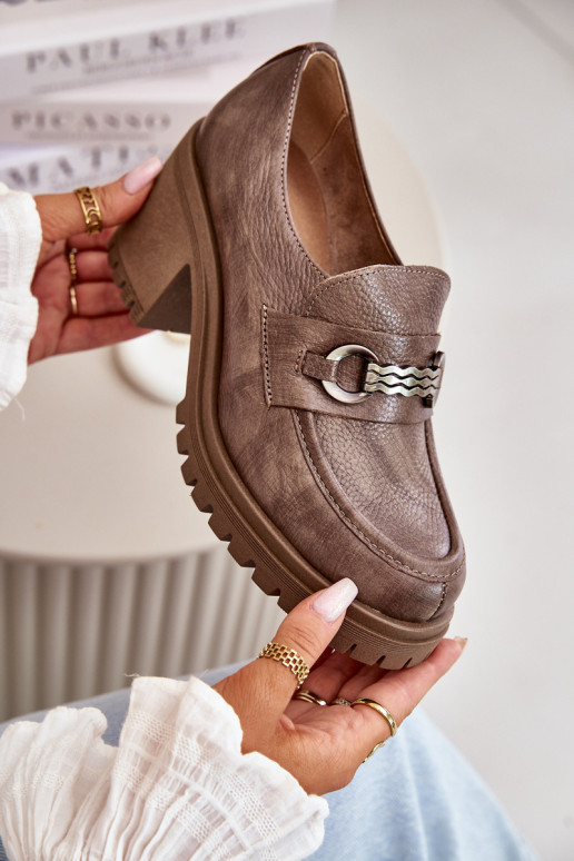 Zazoo 20175 batai  su kulniukais natūralios odos smėlio spalvos